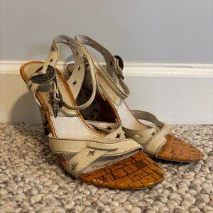 Christian Dior Gaucho Wester Wedge Heel Blanc Size 38/7.5